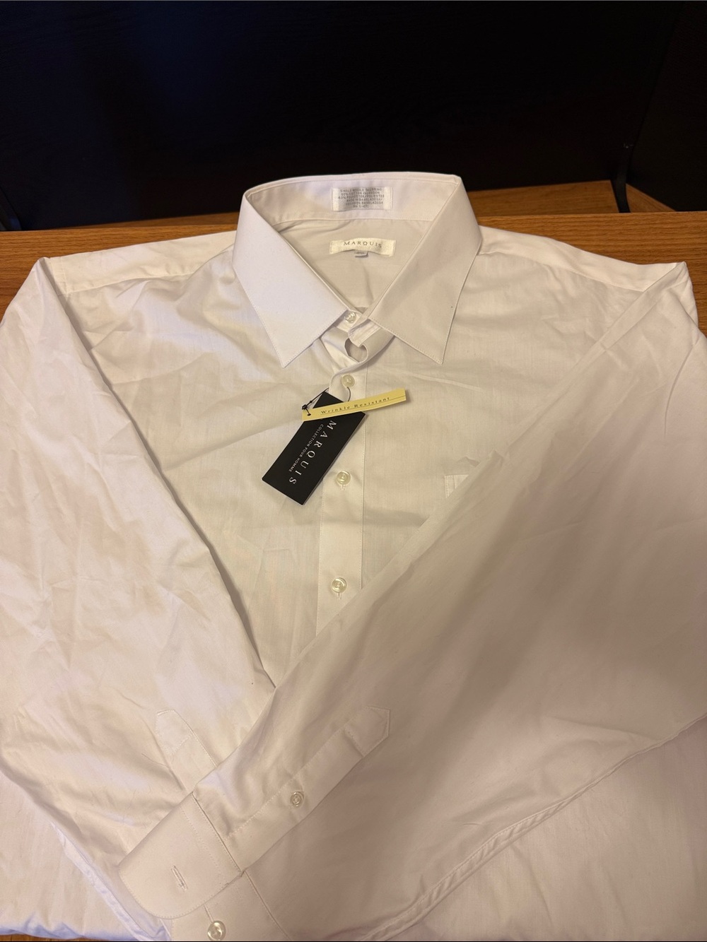 Marquise White Men's Dress Shirt - Spread Collar, Button Cuffs